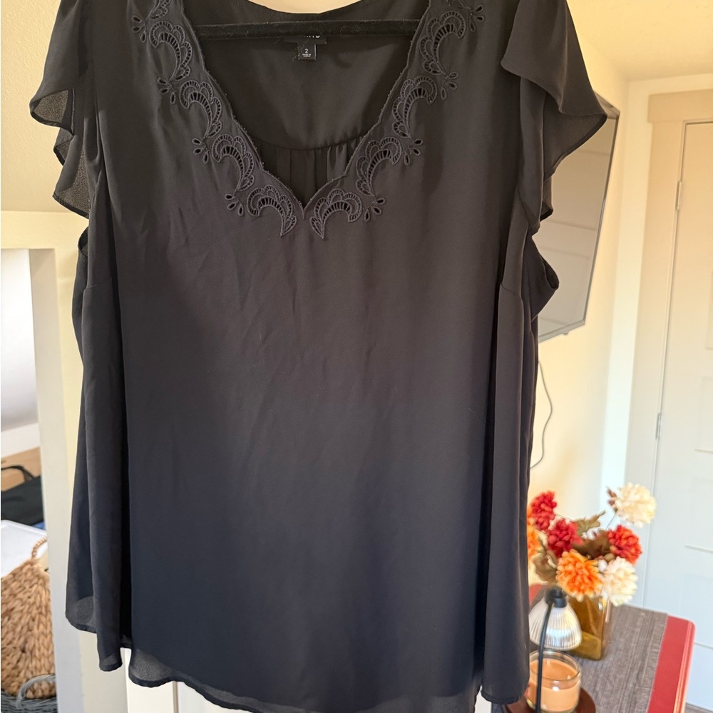 Torrid Black Embroidered Blouse